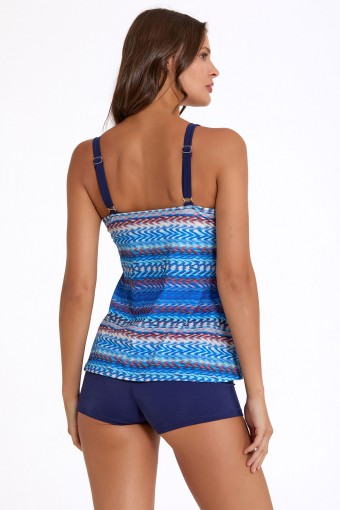 ARGENTO - Argento Kadın Tankini Şortlu Desenli - Ebruli/Mavi (1)