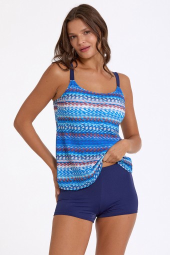 ARGENTO - Argento Kadın Tankini Şortlu Desenli - Ebruli/Mavi
