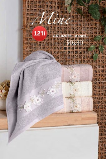 ARLİVA - Arliva El-Yüz Havlusu Bukle Nakışlı 50x80 Mine