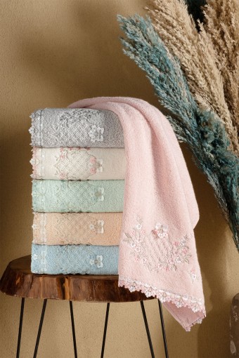 ARLİVA - Arliva El-Yüz Havlusu Bukle Nakışlı 50x80 Selen Dantelli (1)