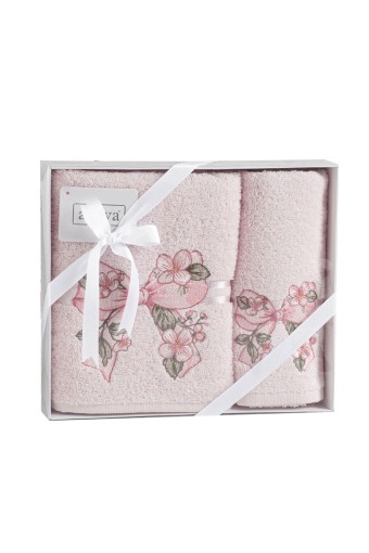 ARLİVA - Arliva Havlu Set 30X50 50x85 2'li Bukle Nakışlı 3D Fiyonk