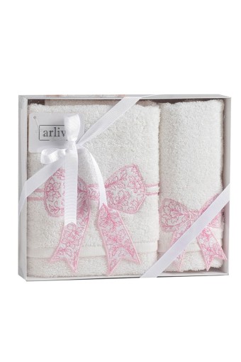 ARLİVA - Arliva Havlu Set 30X50 50x85 2'li Bukle Nakışlı 3D Fiyonk