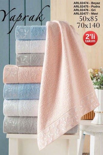ARLİVA - Arliva Havlu Set 50x85 70x140 2'li Bukle Jakarlı Yaprak