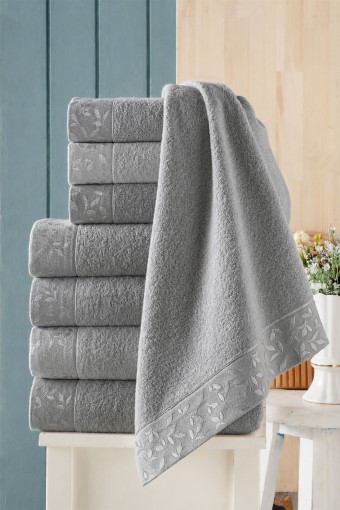 ARLİVA - Arliva Havlu Set 50x85 70x140 2'li Bukle Jakarlı Yaprak