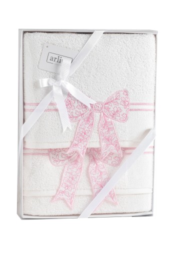 ARLİVA - Arliva Havlu Set 50x85 70x140 2'li Bukle Nakışlı 3D Fiyonk