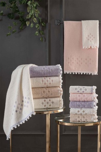 ARLİVA - Arliva Mutfak Havlusu Bukle Nakışlı 30x50 Perla Ponponlu