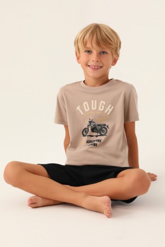 ARNETTA - Arnetta Erkek Garson Bermuda Takım Kısa Kollu Bisiklet Yaka Süprem - Kum (1)