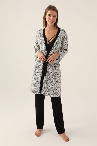 ARNETTA - Arnetta Kadın Sabahlıklı Pijama Takımı İçi Bustiyerli Süprem (1)