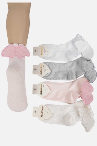 ARTI - Artı Kız Çocuk Soket Çorap Aksesuarlı Pamuklu Senera Lacoste