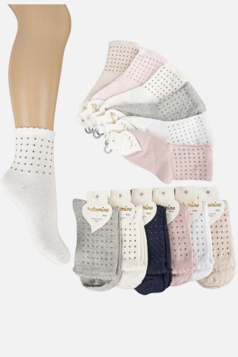 ARTI - Artı Kız Çocuk Soket Çorap Aksesuarlı Pamuklu Tellas