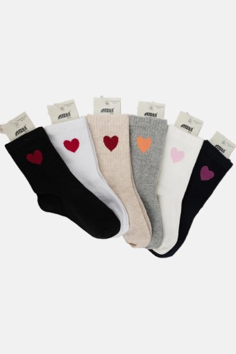 ARTI - Artı Kız Çocuk Soket Çorap Kalpli Pamuklu