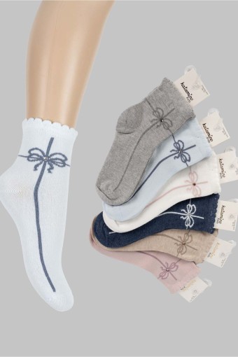 ARTI - Artı Kız Çocuk Yarım Konç Çorap Pamuklu Kurdela Figürlü - Asorti - 9-10 Yaş