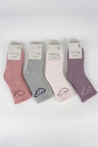 ARTI - Artı Kız Çocuk Viloyev Aksesuarlı Havlu Soket Çorap - Asorti - 9-10 Yaş