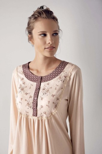 ARTIŞ - Artış Kadın Uzun Kollu Çiçek Desenli İşlemeli Modal Pijama Takımı (1)