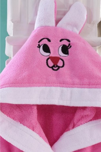 Durul Havlu - Arzu Unisex Çocuk Tek Bornoz Kapşonlu Nakışlı Kapşonlusu Kulaklı (1)