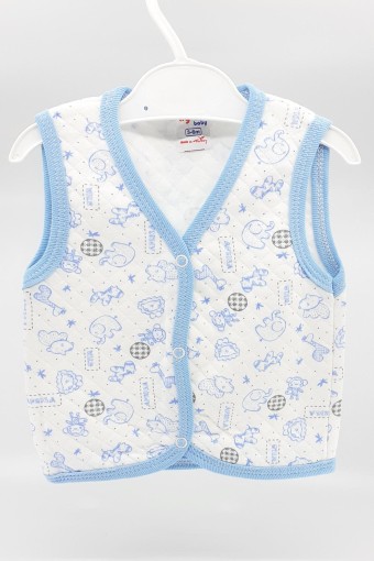 AYCA - Ayça Unisex Bebek Yelek Kapitone - Krem/Mavi