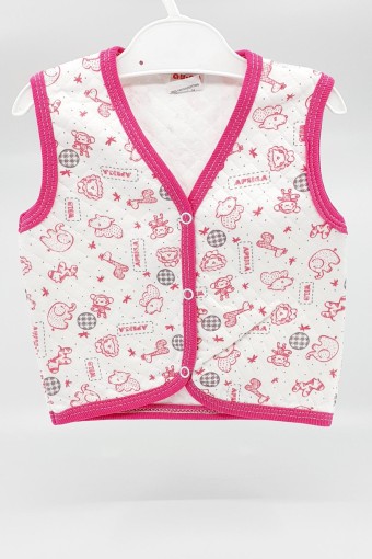 AYCA - Ayça Unisex Bebek Yelek Kapitone - Krem & Pembe (1)