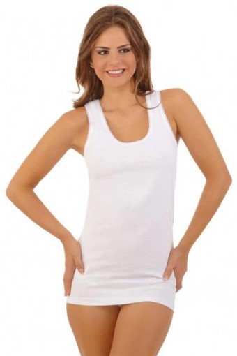 AYDOĞAN - Aydoğan Kadın Kalın Askılı Dantelli Ribana Büyük Beden Atlet - Beyaz - L