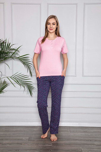 AYDOĞAN - Aydoğan Kadın Pijama Takımı Kısa Kol Alt Desenli Modal