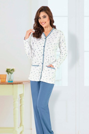 AYDOĞAN - Aydoğan Kadın Pijama Takımı Şardonlu Boydan Düğmeli (1)
