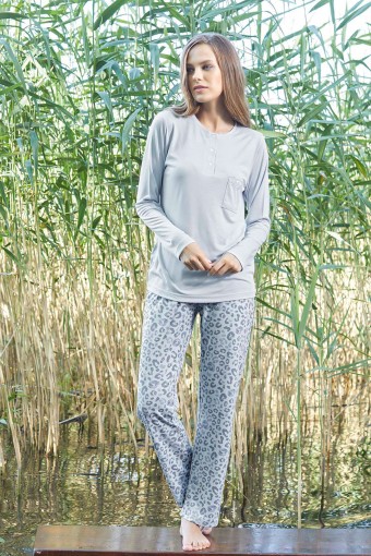 AYDOĞAN - Aydoğan Kadın Sabahlıklı Pijama Takımı - Mavi (1)