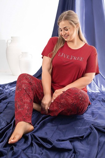 AYDOĞAN - Aydoğan Kısa Kollu Pijama Takımı Büyük Beden Viskon Bisiklet Yaka