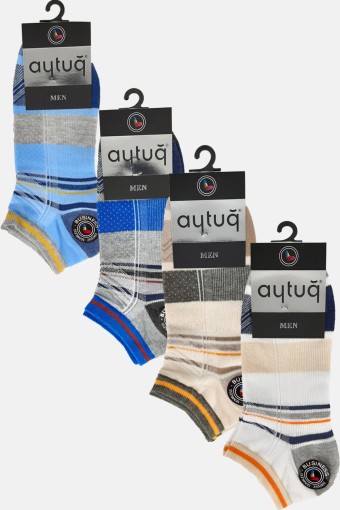 AYTUĞ - Aytuğ Erkek Çizgi Desenli Dikişsiz Patik Çorap Penye