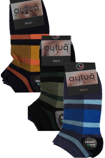 AYTUĞ - Aytuğ Erkek Çizgili Desenli Patik Çorap Modal Tencel