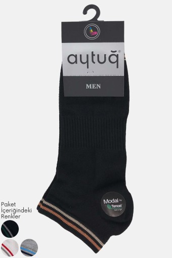 AYTUĞ - Aytuğ Erkek Desenli Bilek Renkli Patik Çorap Modal Tencel