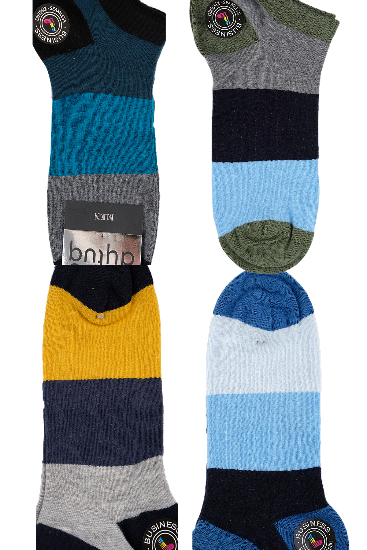 Aytuğ Erkek Desenli Renkli Patik Çorap Penye - Thumbnail