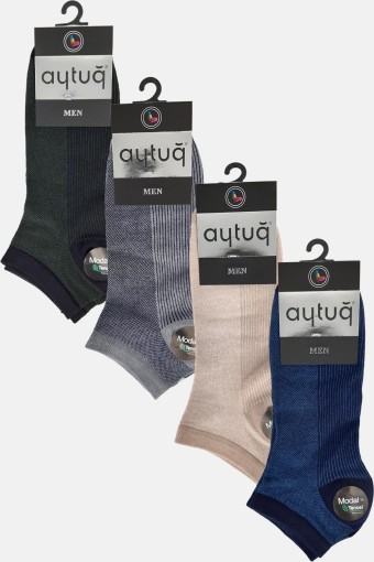 AYTUĞ - Aytuğ Erkek Dikey Çizgi Desenli Patik Çorap Modal Tencel (1)