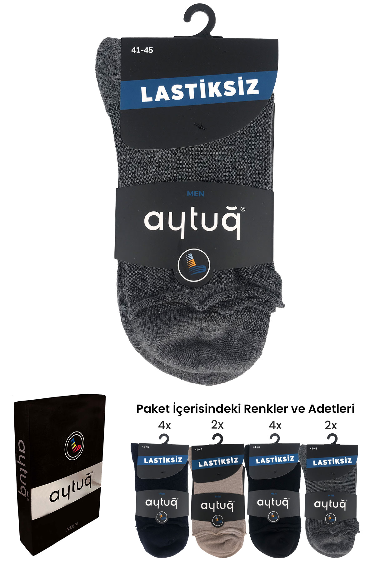 Aytuğ Erkek Lastiksiz Diyabetik Çorap Likralı Dikişsiz Bambu - Thumbnail