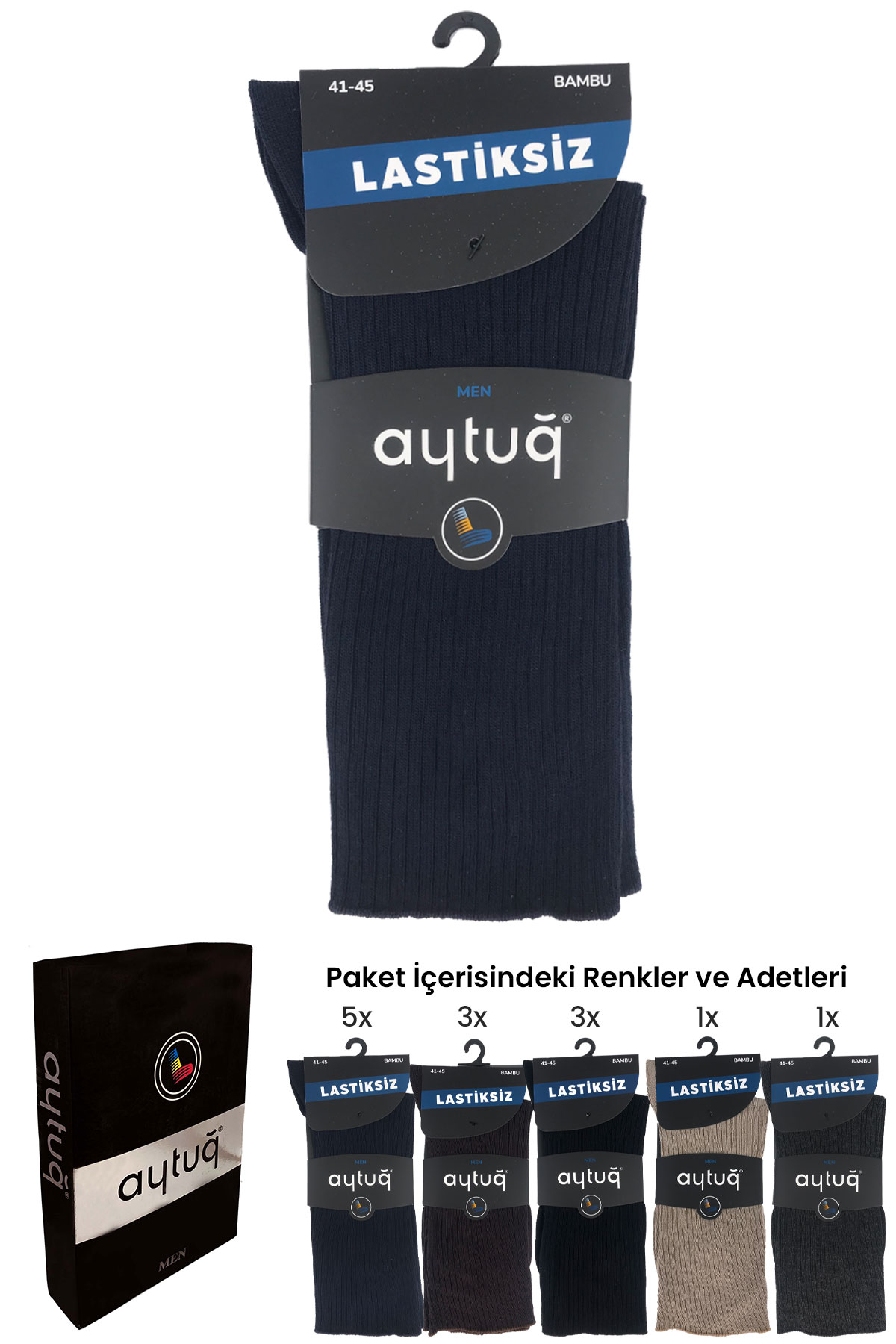 Aytuğ Erkek Lastiksiz Diyabetik Soket Çorap Dikişsiz Fitilli Bambu - Thumbnail