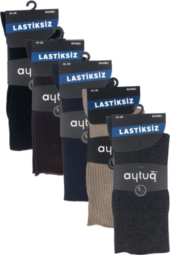 AYTUĞ - Aytuğ Erkek Lastiksiz Diyabetik Soket Çorap Dikişsiz Fitilli Bambu (1)