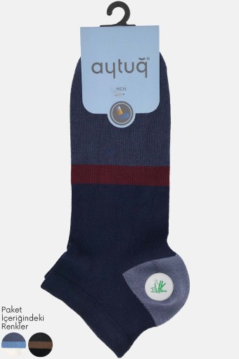AYTUĞ - Aytuğ Erkek Patik Çorap Şerit Desenli Bambu