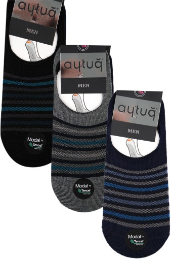 AYTUĞ - Aytuğ Erkek Silikon Destekli Önü Desenli Babet Çorap Modal Tencel