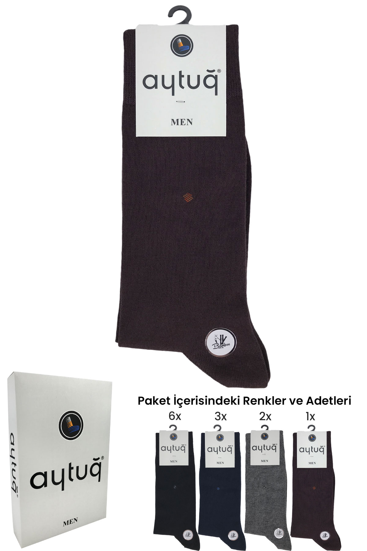 Aytuğ Erkek Soket Çorap Dikişsiz Bambu Desen 10 - Thumbnail