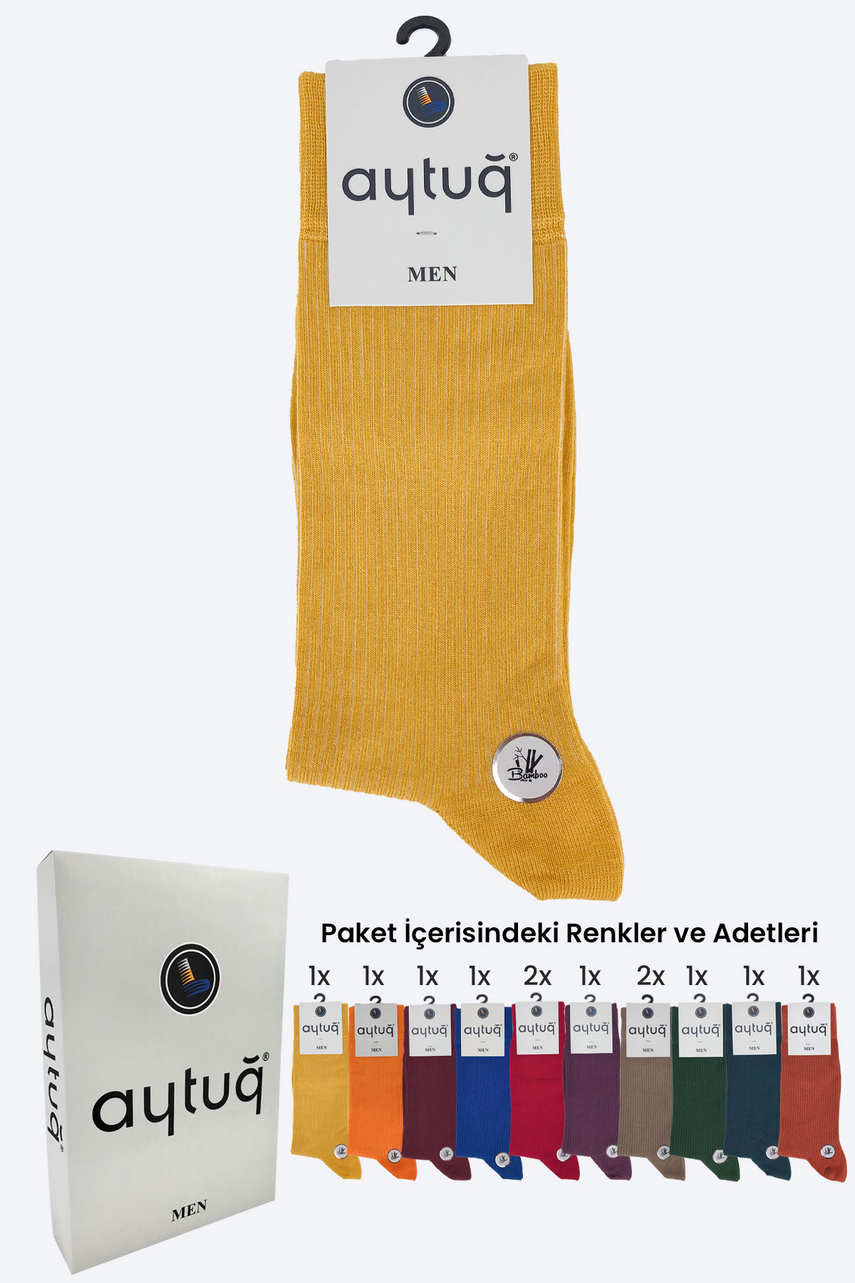 Aytuğ Erkek Soket Çorap Dikişsiz Bambu Riply - Thumbnail