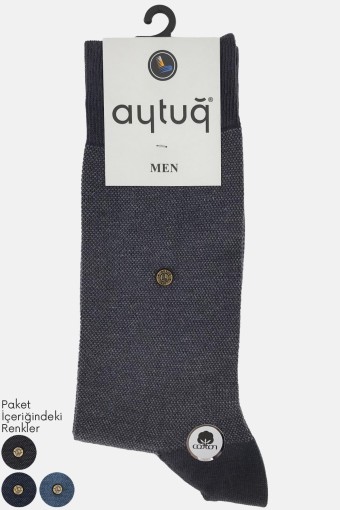 AYTUĞ - Aytuğ Erkek Soket Çorap Likralı Dikişsiz Desenli Pamuklu Pike Örgü Rivetli