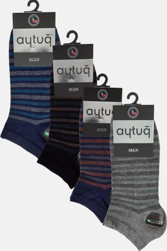 AYTUĞ - Aytuğ Erkek Yatay Çizgi Desenli Patik Çorap Bambu (1)