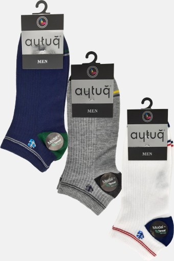 AYTUĞ - Aytuğ Erkek Yazı Desenli Erkek Patik Çorap Modal Tencel (1)