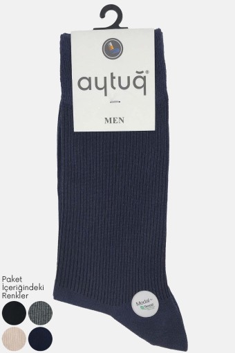 AYTUĞ - Aytuğ Erkek Yazı Desenli Soket Çorap Modal Tencel