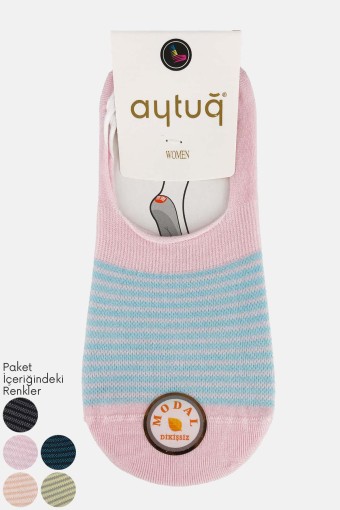 AYTUĞ - Aytuğ Kadın Babet Çorap Çizgi Desenli Modal Tencel