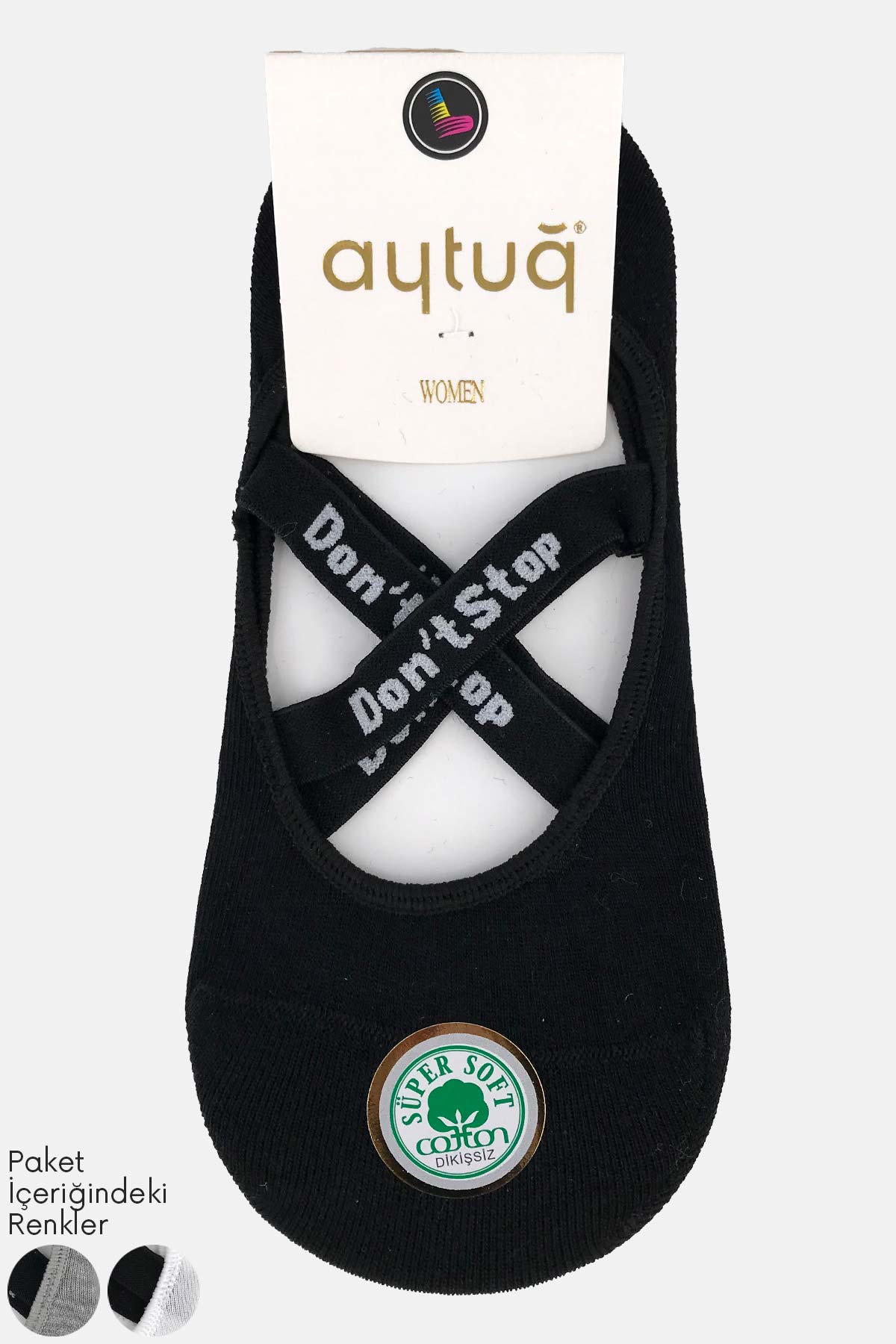 Aytuğ Kadın Babet Çorap Pamuklu Don't Stop Desen 2 - Thumbnail