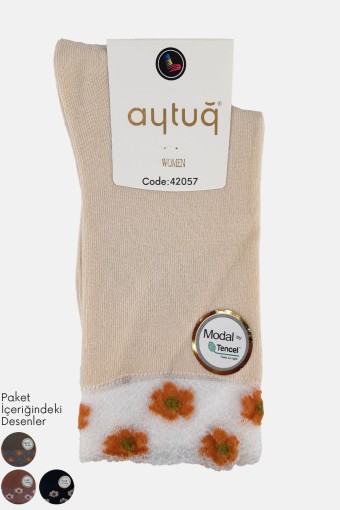 AYTUĞ - Aytuğ Kadın Bileği Desenli Soket Çorap Modal