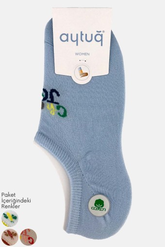 AYTUĞ - Aytuğ Kadın Kedi Desenli Sneaker Çorap Pamuklu