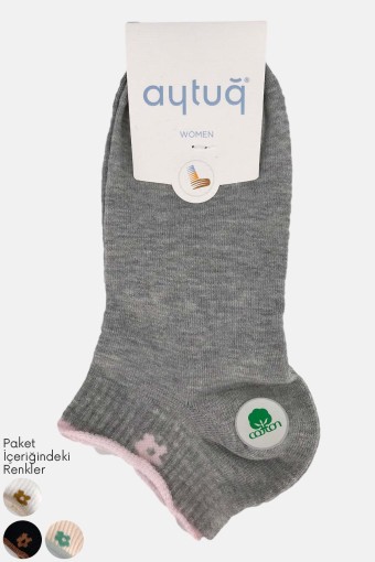 AYTUĞ - Aytuğ Kadın Patik Çorap Çiçek Desenli Dikişsiz