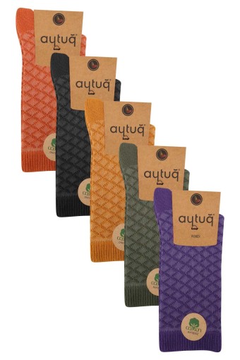AYTUĞ - Aytuğ Kadın Soket Çorap Çift Kat Cotton Dikişsiz Desen 9 (1)