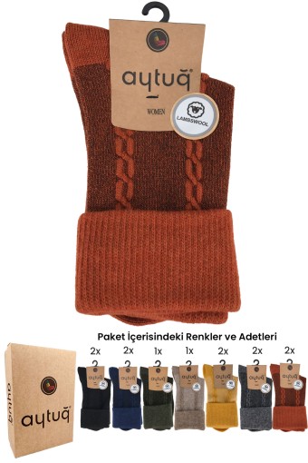 AYTUĞ - Aytuğ Kadın Soket Çorap Desenli Kıvırmalı Lambswool