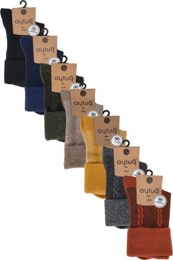 AYTUĞ - Aytuğ Kadın Soket Çorap Desenli Kıvırmalı Lambswool (1)